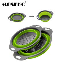 MOSEKO 2 unids/set de silicona plegable colador plegable vegetal de la fruta de la cesta de lavado de colador plegable escurridor herramienta de cocina 2024 - compra barato