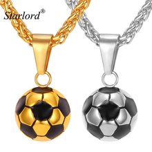 Starlord Football Soccer Pendant Necklaces Ball Enamel Jewelry Sporty Fashion Gold Color Stainless Steel Chain Men Bijoux GP2299 2024 - buy cheap
