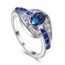 MISANANRYNE Unique Jewelry Blue Oval Zircon Stone Ring Silver Color Wedding Engagement Rings For Women Men 2024 - buy cheap