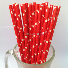 100pcs Mixed Colors White Star Printed Red Paper Straws, Cheap Biodegradable Discount Party Supplies Paper Drinking Straws Bulk 2024 - buy cheap