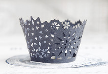 Free Shipping black hollow lace snowflake decoration cupcake wrappers silver paper cupcakes cup cake party baking wrapper 2024 - buy cheap