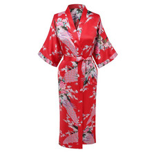 Красный плюс размер XXXL китайский женский Атласный халат, японский халат-кимоно Geisha Yukata, сексуальное ночное белье, ночная рубашка с цветочным рисунком LK02 2024 - купить недорого