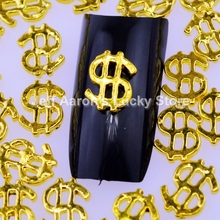 20 Uds. De metal 3d para decoración de uñas, accesorios de joyería con amuleto de oro, signo de dólar 2024 - compra barato