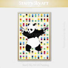Quadro de panda artístico, pintado à mão, com armas, pintura a óleo sobre tela, pop, arte fina, panda, pintura a óleo para decoração de parede 2024 - compre barato