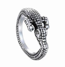 Мода унисекс из нержавеющей стали панк кольцо серебро Крокодил регулируемое кольцо креативная простота кольцо в виде крокодила 2024 - купить недорого