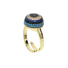 geometric round dots micro pave colorful stone eye colors open adjusted band free size ring fashion bohemia style 2024 - buy cheap