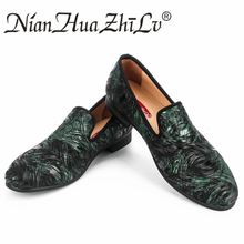 New High-end printing men shoes luxury fashion wedding and party loafers men flats size US 6.5-13.5 2024 - buy cheap