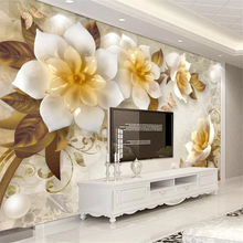 wellyu Custom wallpaper 3D embossed jewelry flowers simple European living room 5d TV background wall paper 8d papel de parede 2024 - buy cheap