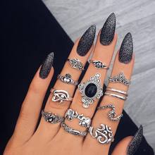 Anel feminino de prata, elefante esculpido na palma da mão, pedra negra, joias na moda de 2018 para mulheres, anéis para rabo de festa 2024 - compre barato