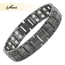 Vivari New Mens Gunmetal Cor Pulseira De Aço Inoxidável Magnético Com 44 Ímãs Fortes Para O Alívio Da Dor E da Circulação Sanguínea 2024 - compre barato