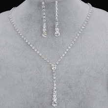 New Fashion Celebrity Style Rhinestone Crystal Long Drop Necklace Earrings Set for Women Bridal Bridesmaid Wedding Jewelry Sets 2024 - buy cheap