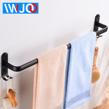 Towel Bars Aluminum Wall Mounted Bathroom Towel Rack Holder with Hooks Black Decorative Clothes Towel Rail Hanger Storage Shelf 2024 - buy cheap