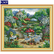 NKF The Garden Comer Stamped Cross Stitch Pattern DIY Kit Needlework Embroidery Sets Chinese Cross Stitch for Home Decor 2024 - compre barato