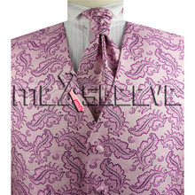 new arrival  free shipping formal wear pink  waistcoat (vest+ascot tie+cufflinks+handkerchief) 2024 - buy cheap