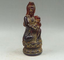 Elaborate Artificial Amber Resin Kwan-Yin Embrace Child All Your Wishes Come True Lucky Statue 2024 - buy cheap