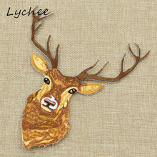 Lychee 15.7cmx13cm Reindeer Patch Deer Patch With Adhesive Animal Iron On DIY Sewing Embroidery Decoration Applique 2024 - buy cheap