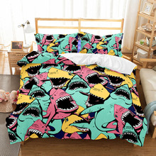 3d shark bedding set large underwater world quilt set with pillowcase king kids bedding best gift bed cover 2024 - buy cheap