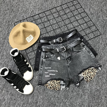 Wholesale Leopard hit color wide leg denim shorts female high waist fashion summer fray tassel denim hot shorts wq1644 factory 2024 - buy cheap