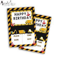 Construction Trucks Theme Party Invitation Card Digger Invitation Kids Event Birthday Party Decorations Supplies Custom-Made 2024 - buy cheap