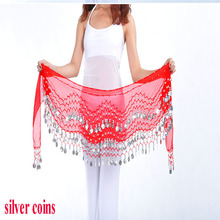 Wholesale Cheap Belly Dance Hip Scarf Sexy Belly Dancing Belt Waist Chain chiffon hip Scarves 13 colors silver coins 2024 - buy cheap