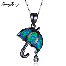 RongXing Blue Fire Opal Umbrella Pendants Necklaces For Women Vintage Black Gold Filled Necklace Halloween Party Jewelry NL0130 2024 - buy cheap