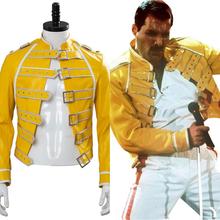 Queen Lead Vocals Freddie Mercury Cosplay Yellow Jacket Costume Outfit Male Cosplay Halloween Carnival Costume 2024 - buy cheap