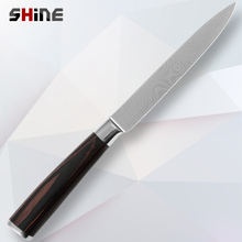 7cr17 stainless steel 5 inch utility knife kitchen knife color wood handle damascus pattern knife XYJ brand cooking tools 2024 - buy cheap