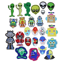 Free Shipping 10 pcs Aliens Robot embroidered Iron On cartoon Patches garment t bag shoe badge Quality Appliques diy accessory 2024 - buy cheap