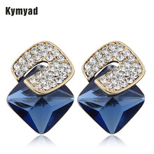 Kymyad brincos com parafuso femininos, dourado, cristal, bijuterias, acessórios geométricos, moda feminina 2024 - compre barato