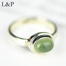 2019 Luxury Real Prehnite 925 Sterling Silver Ring for Women Fashion Natural Gemstone Ring Silver Jewelry Accessories 2024 - buy cheap
