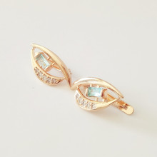 Korean Earrings Office Style Women Earring Rose Gold 585 Color Jewelry Light Blue Stone Earrings Designs for Women 2024 - buy cheap