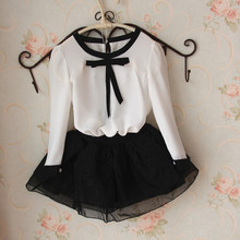 2019 New Autumn Children Clothing Baby Girls Clothes Cute Bow Chiffon Blouse Long-sleeved White Child Shirt Age 2-16T 2024 - buy cheap