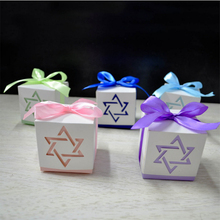 Juego de cajas de caramelos con cinta para Celebración de bebé, suministros de fiesta de boda, carruaje hueco con corte láser Star Pentagon, regalos, 100 2024 - compra barato