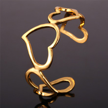 Hollow Heart Love Gift Bracelets & Bangles Women Wide Novelty Fashion Jewelry Open Cuff Bracelets Gold Color Heart H925 2024 - buy cheap