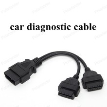 wholesale Splitter Adapter Extension Cable Male to Dual Female Y Connector extended interface line OBD II 16 Pin 2024 - buy cheap