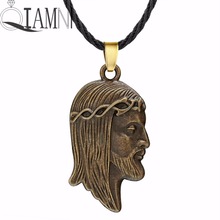 QIAMNI Punk Jesus Head Necklace Vintage Religious Jewelry Christian Christ Pendant Necklace for Women Men Jewelry Charm 2024 - buy cheap
