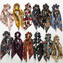 Модный женский шарф для волос, бант, стрингеры, резинки, держатель для конского хвоста, повязка на голову с цветочным принтом, эластичные резинки для волос для девочек, лидер продаж 2024 - купить недорого