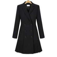 Women's jacket 2022 new fashion slim long coat black wild temperament pleated skirt elegant small suit jacket Blazers jacket 2024 - buy cheap