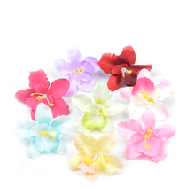 Cabeza de flor de Orquídea Artificial para decoración del hogar, flores falsas hechas a mano, caja de regalo de Navidad artesanal, 50 Uds., 7CM 2024 - compra barato