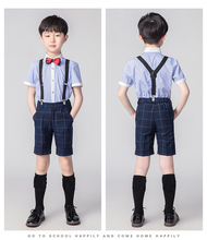 Boys Summer Formal Suit Shirt+Shorts+Bowtie+Strap Children Wedding Party Clothing Set School Kids Performance Tuxedo Costume 2024 - buy cheap