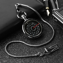 Vintage Black Turntable Numbers Display Pocket Watch Fob Chain New Fashion Quartz Pendant Clock Gifts for Men Women reloj 2024 - buy cheap
