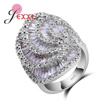 Birthday Gift Unique 925 Sterling Silver Sparkling Ring Pave CZ For Women Engagement   Ring Fine Jewelry New Arrivel 2024 - buy cheap