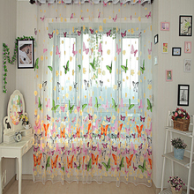 Color Butterfly Printed Cortinas Screening Burnout Tulle Curtains for Living Room bedroom Balcony Voile Sheer Window Decor 2024 - buy cheap