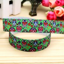 Cinta de grogrén con estampado de calavera para decoración de fiestas, diadema de 7/8 pulgadas, bricolaje, OEM, 22mm, P5770, Envío Gratis 2024 - compra barato