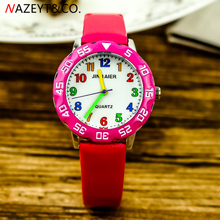 drop shipping kids 3D wristwatch boys and girls simple dial Color scale easy learn time PU learther strap birthday gift watch 2024 - buy cheap