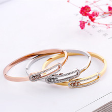 2018 Deluxe 316L Stainless Steel hollow out Crystal Cuff Bracelet Bangle with 3pcs slidable Crystal Stone 10pcs/lot 2024 - buy cheap