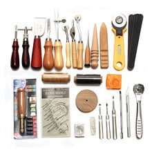 Kit de ferramentas de artesanato de couro, 37 peças, costura manual, costura, escultura em couro, groover e2s 2024 - compre barato