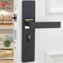 Cerradura de puerta de estilo europeo para el hogar, candado silencioso para puerta de interior, dormitorio, baño, color negro 2024 - compra barato