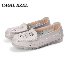 CAGILKZEL 2019 New Women Ballet Shoes Flats Cut Out Leather Breathbale Moccains Casual Woman Boat Shoes Ladies Ballerina 2024 - buy cheap