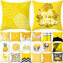 YWZN Pineapple Leaf Yellow Decorative Pillowcase Pineapple Yellow Throw Pillow Case Polyester Printing Pillow Cover kussensloop 2024 - купить недорого